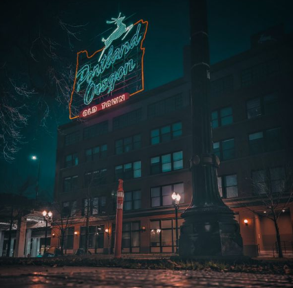 Portland Oregon Old Town at night